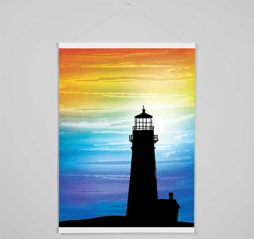 Lighthouse Rainbow Skies Hanging Poster - Wallart-Direct UK