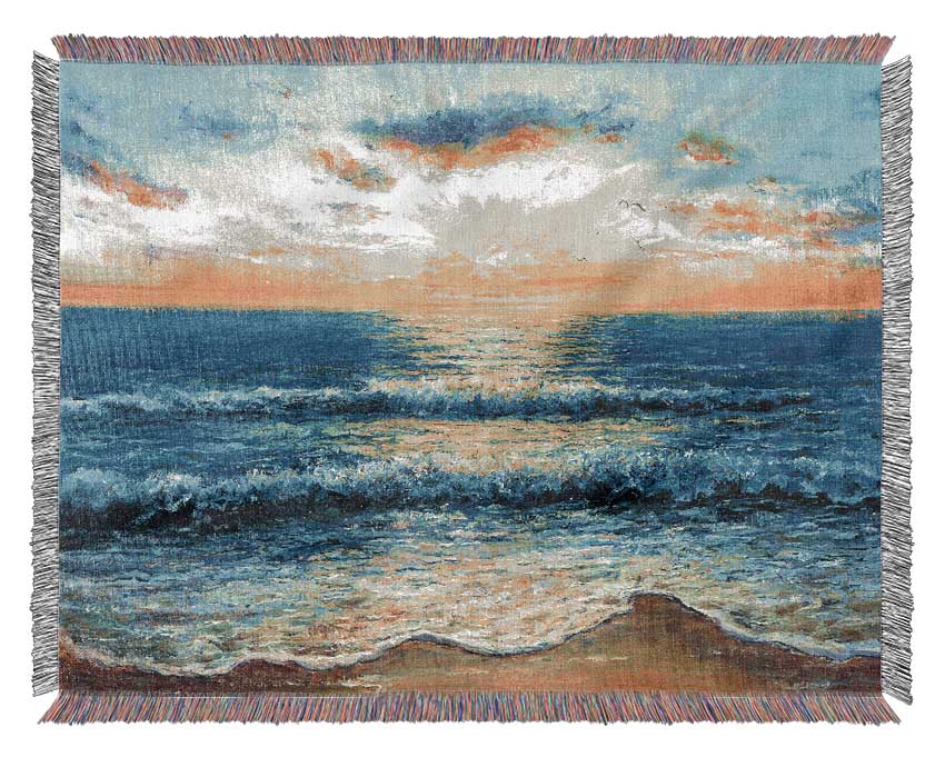 Painting Of The Perfect Sunset Woven Blanket