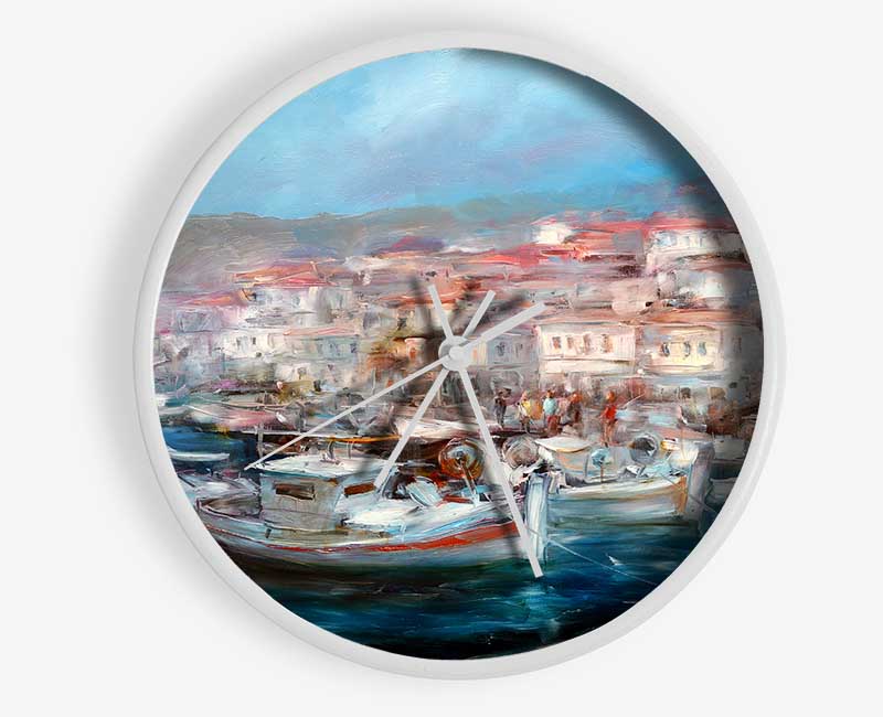 Italian Fishing Village 3 Clock - Wallart-Direct UK