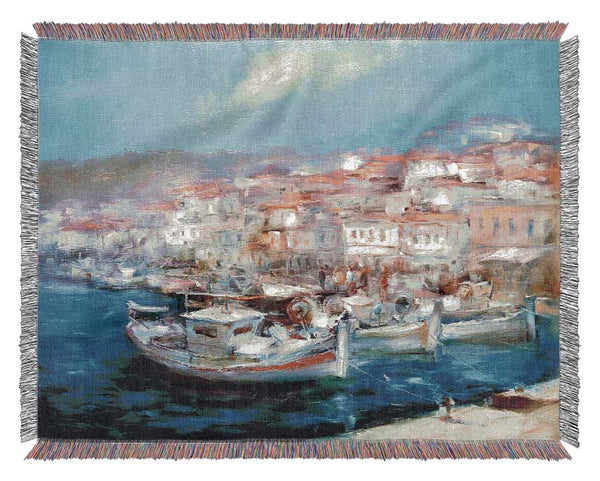 Italian Fishing Village 3 Woven Blanket