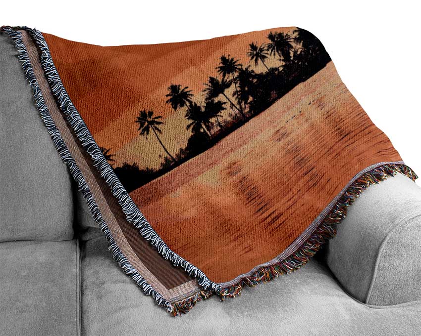 Red Sun Reflections Woven Blanket