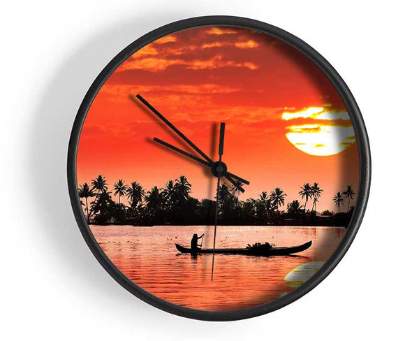 Red Sun Reflections Clock - Wallart-Direct UK