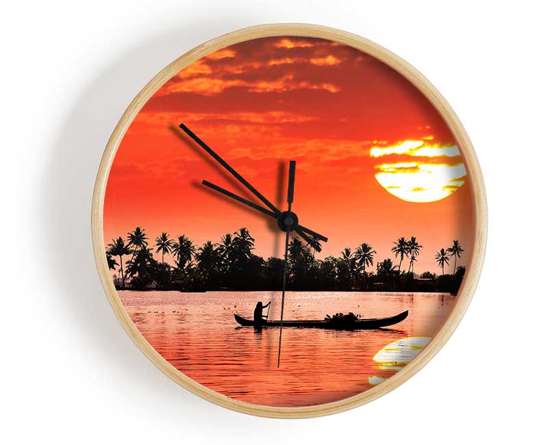 Red Sun Reflections Clock - Wallart-Direct UK