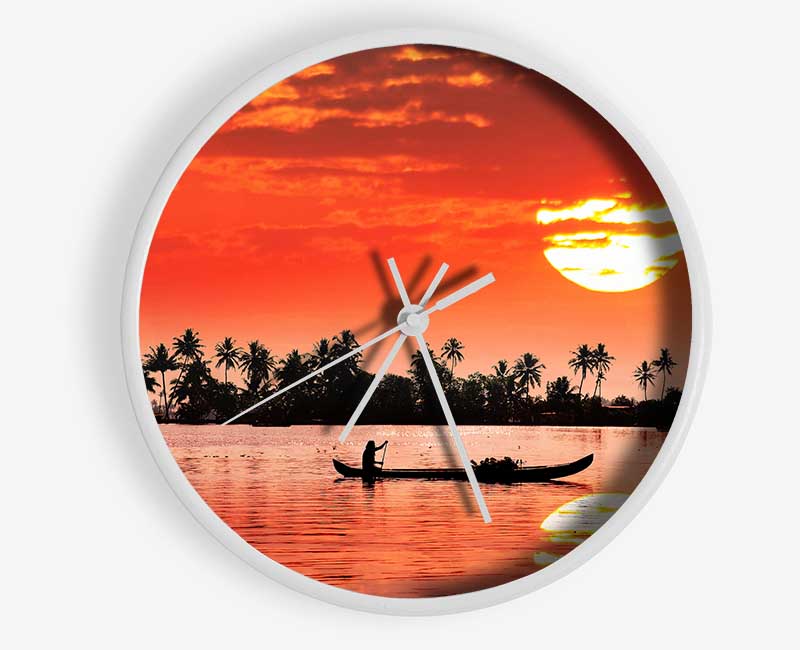 Red Sun Reflections Clock - Wallart-Direct UK