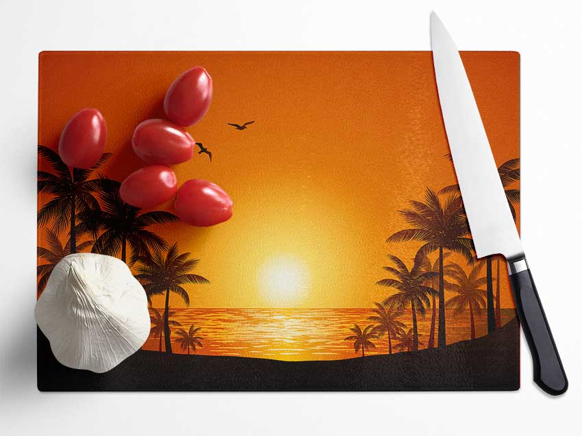 Palm Tree Delight Glass Chopping Board