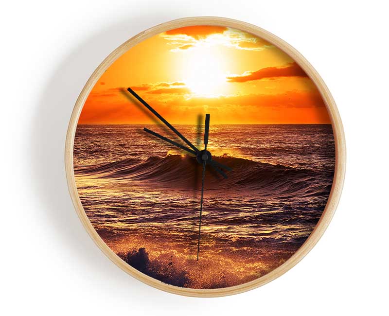 Sun Blaze Waves Clock - Wallart-Direct UK