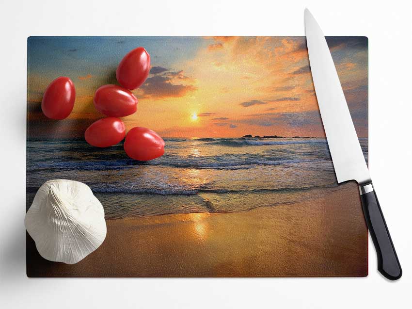 Beach Waves Glass Chopping Board