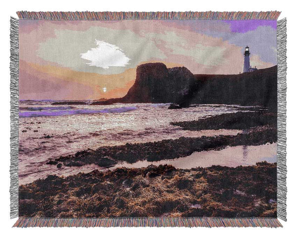 Purple Lighthouse Watch Woven Blanket