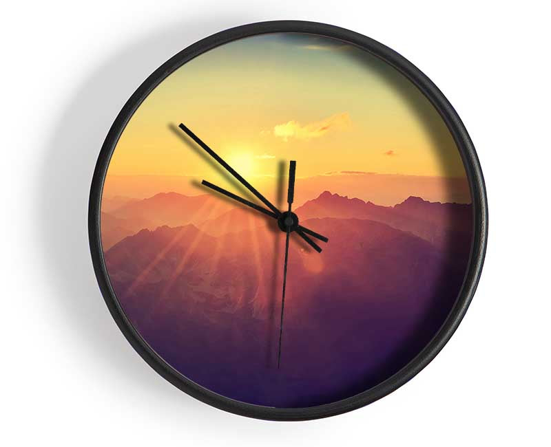 Sunrays Over The Mountains 1 Clock - Wallart-Direct UK