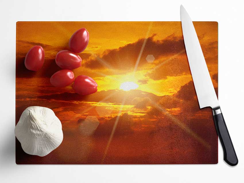 Sun Blaze Clouds Glass Chopping Board