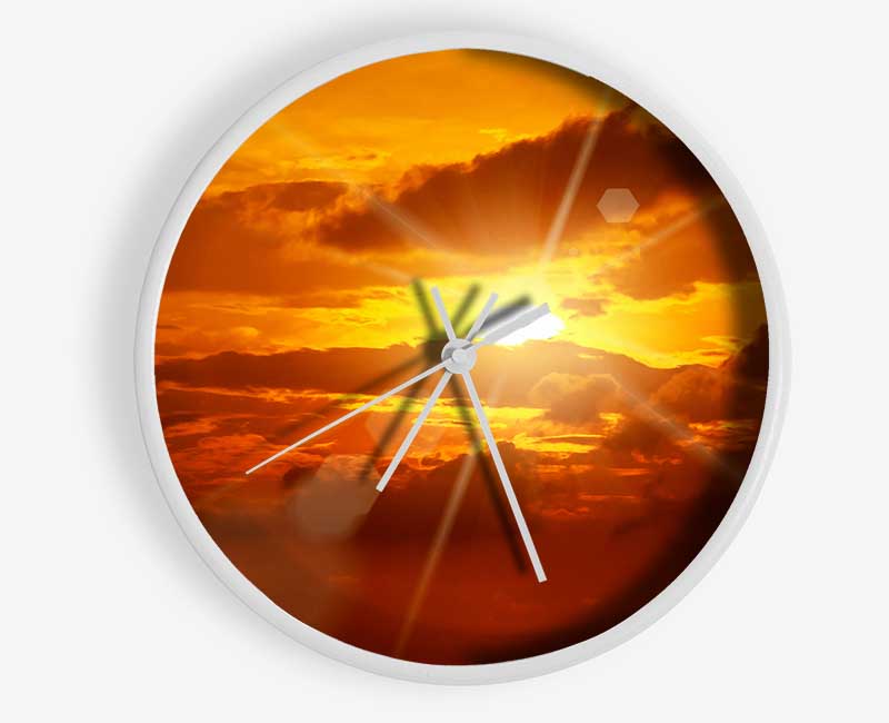 Sun Blaze Clouds Clock - Wallart-Direct UK