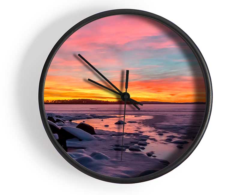 Low Tide Pebble Beach Clock - Wallart-Direct UK