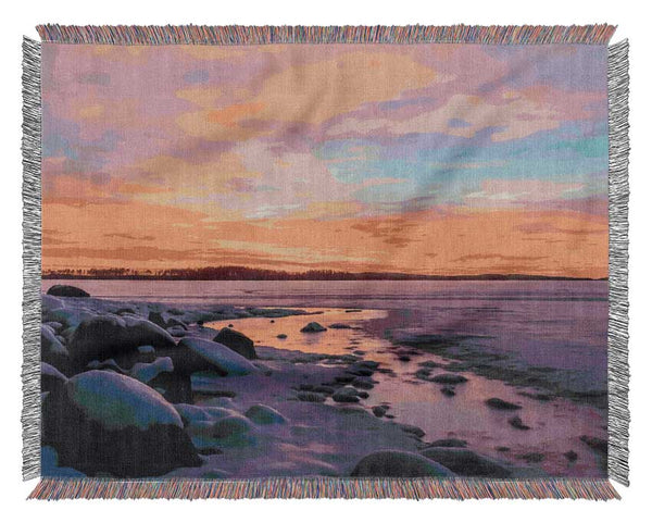 Low Tide Pebble Beach Woven Blanket