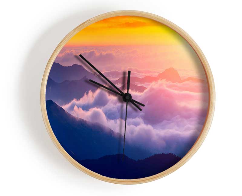 Sun Above The Mountain Clouds Clock - Wallart-Direct UK