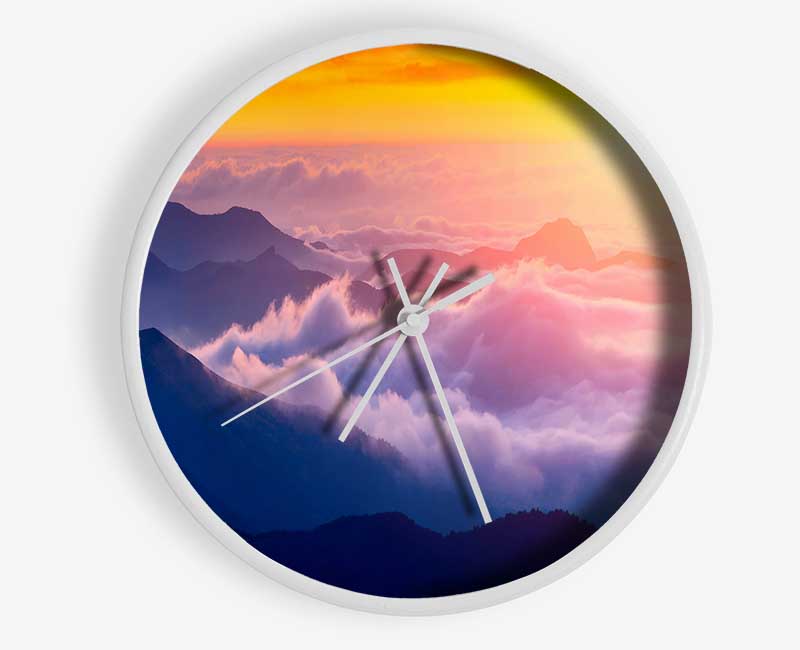 Sun Above The Mountain Clouds Clock - Wallart-Direct UK