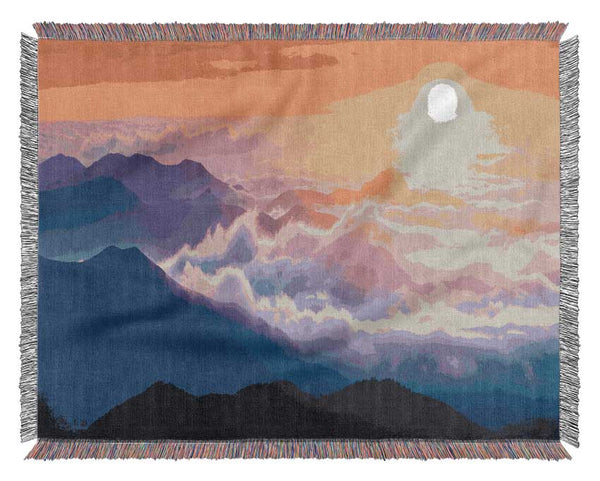 Sun Above The Mountain Clouds Woven Blanket