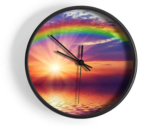 Rainbow Sun Blaze Clock - Wallart-Direct UK