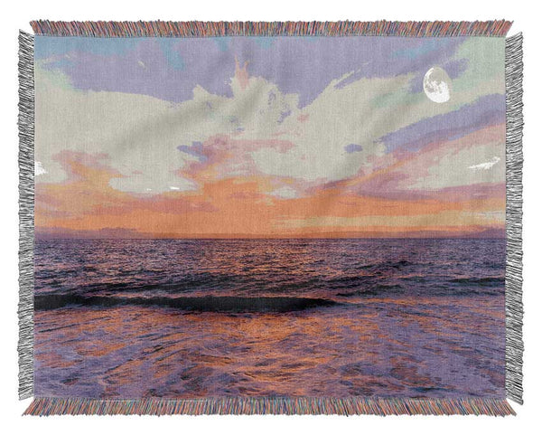 Purple Sun Glow Moon Woven Blanket