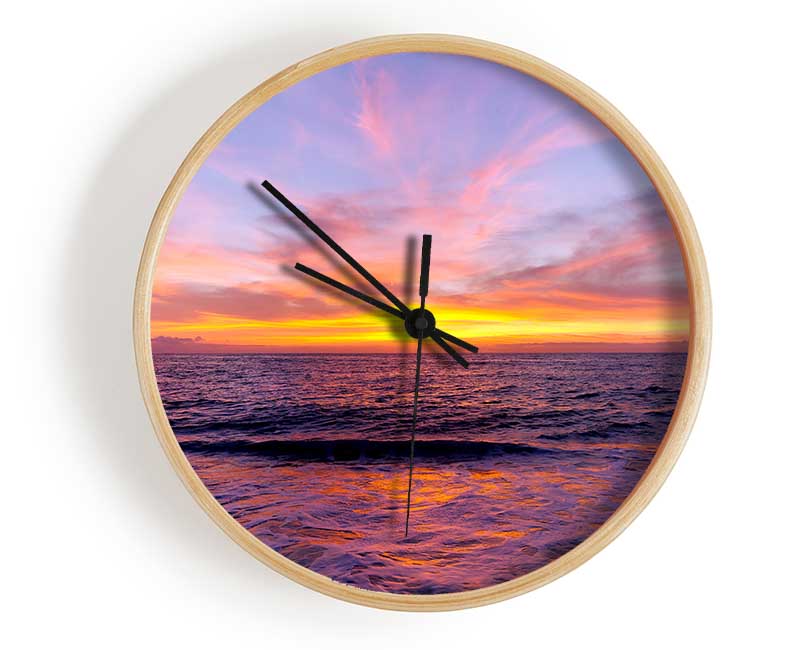 Purple Sun Glow Moon Clock - Wallart-Direct UK