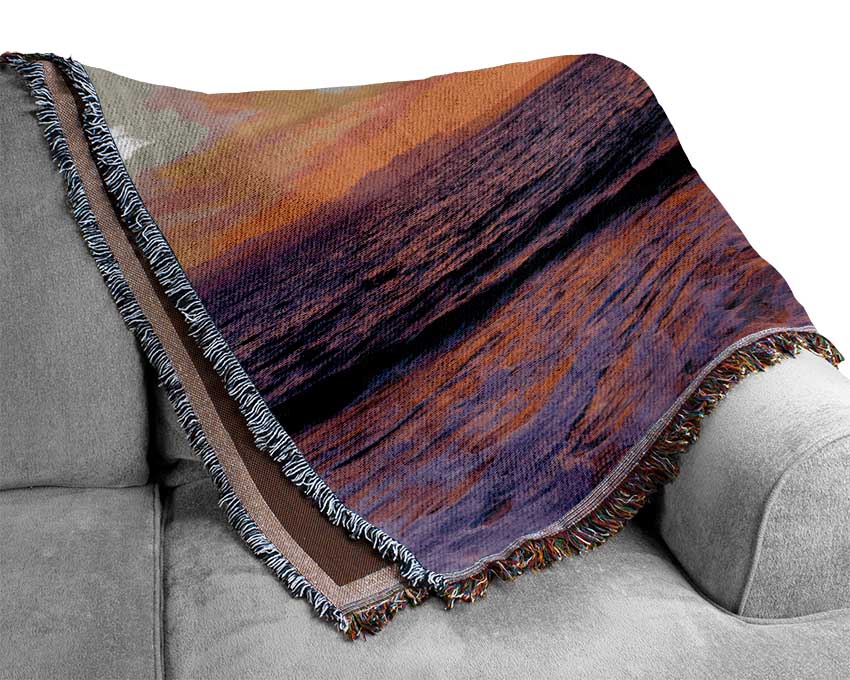 Purple Sun Glow Moon Woven Blanket