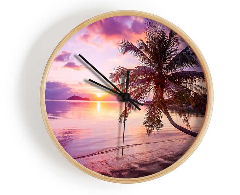 Purple Tranquil Ocean Clock - Wallart-Direct UK