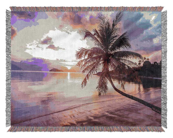 Purple Tranquil Ocean Woven Blanket