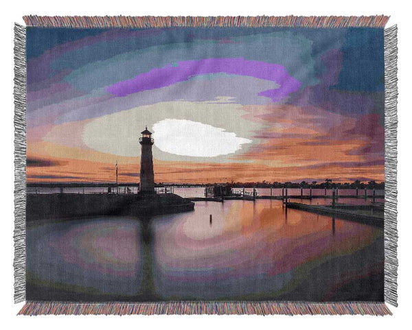 Peaceful Lighthouse Skies Woven Blanket