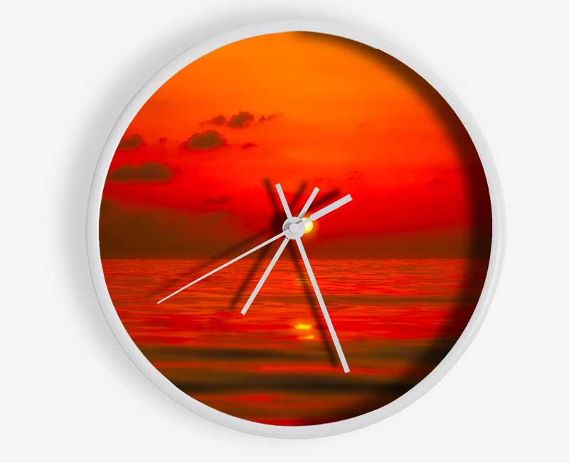 Perfect Red Sky Clock - Wallart-Direct UK