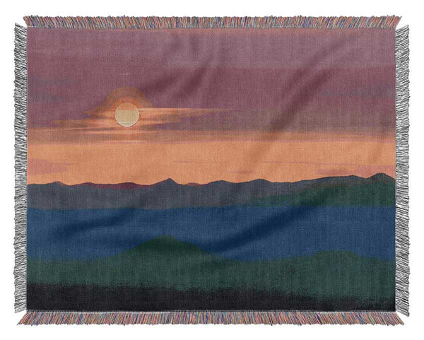 Pink Tranquil Sun Woven Blanket