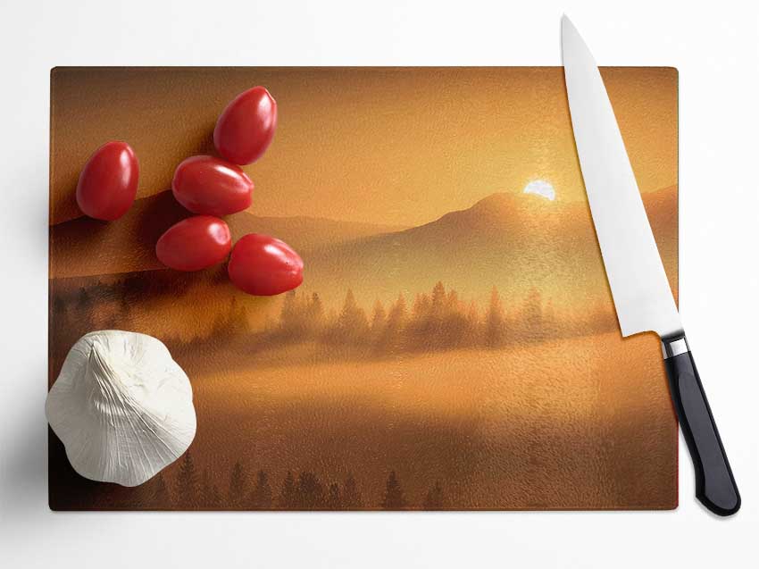 Sunrise Morning Glory Glass Chopping Board