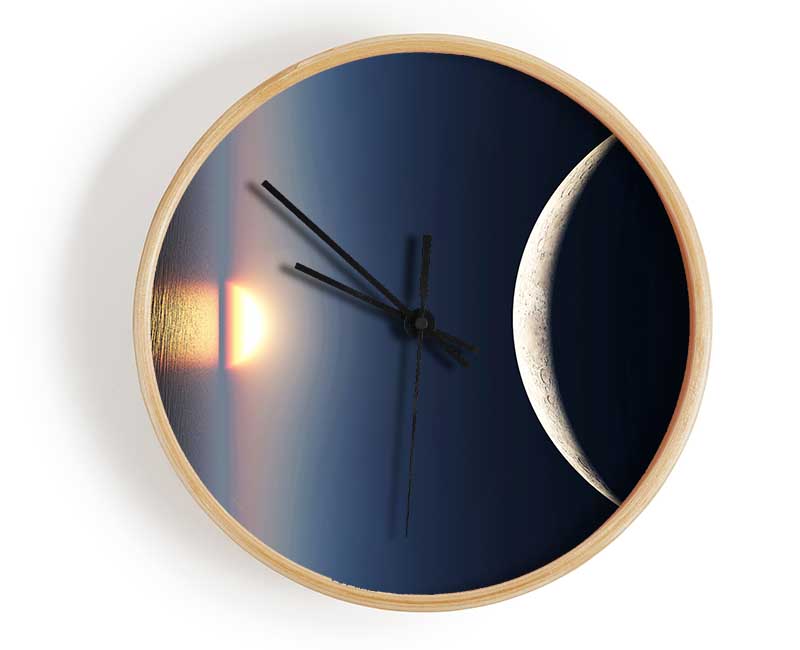 The Edge Of The Ocean Moon Clock - Wallart-Direct UK