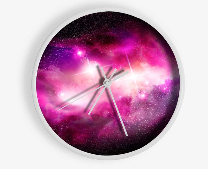 Pink Star Cluster Clock - Wallart-Direct UK