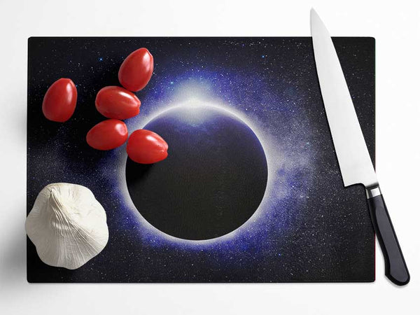 Blue Purple Planet Glass Chopping Board