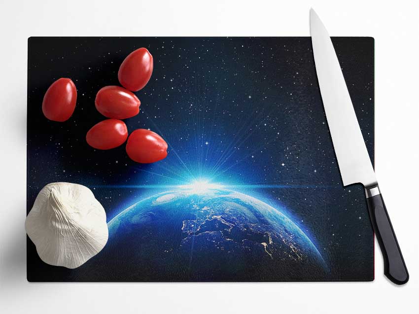 Earth From Above Glass Chopping Board