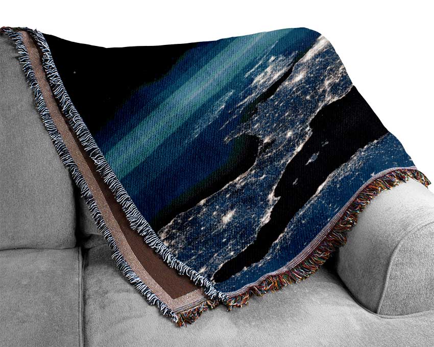 Glow Of The Earth At Night Woven Blanket