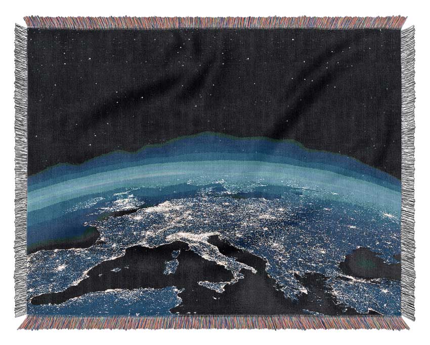 Glow Of The Earth At Night Woven Blanket