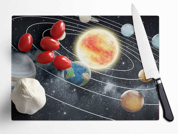 As The Planets Revolve Around The Sun Glass Chopping Board