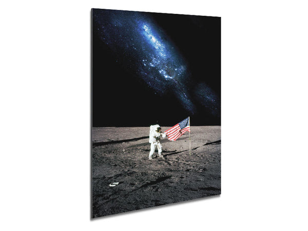 Astronaut And The American Flag On The Moon