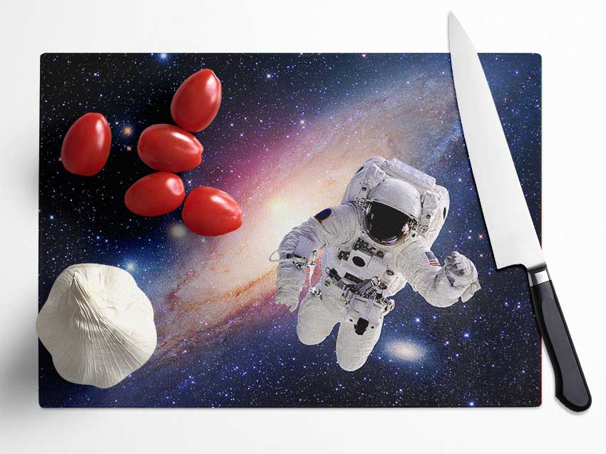 Astronaut Exploding Star Glass Chopping Board