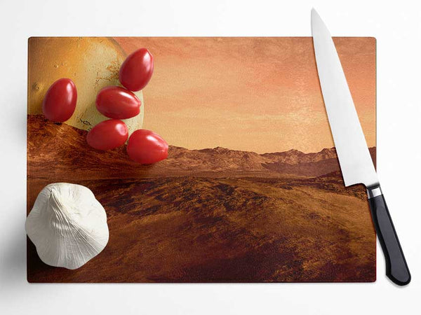 The Moon On Mars Glass Chopping Board