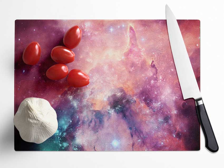 Horsehead Nebula Pink Glass Chopping Board