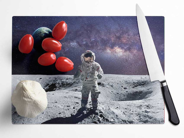 Man On The Moon Glass Chopping Board