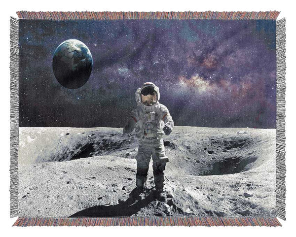 Man On The Moon Woven Blanket