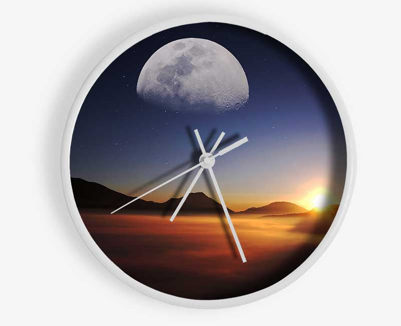 Moon Above The Mountain Sunset Clock - Wallart-Direct UK