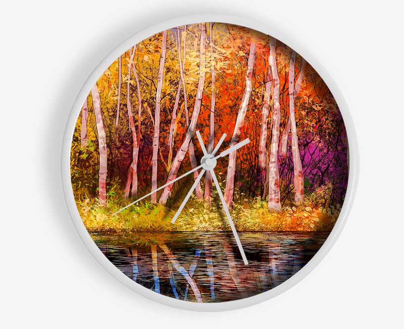 Rainbow Trees Clock - Wallart-Direct UK