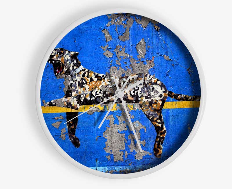 Blue Leopard Clock - Wallart-Direct UK