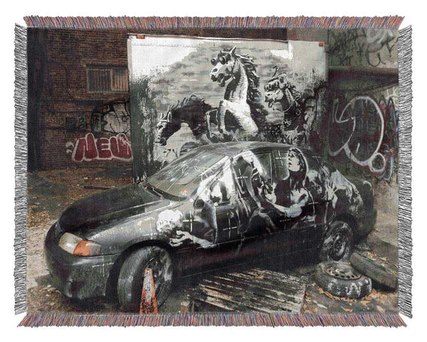 Car graffiti Woven Blanket