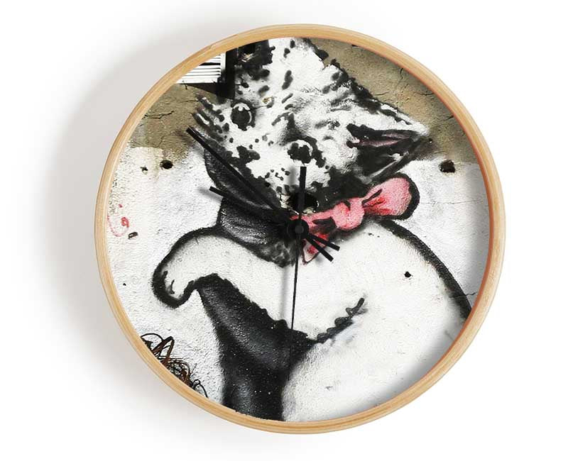 Cat Pink Bow Clock - Wallart-Direct UK