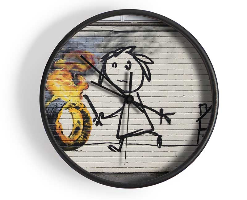 Fire tyre Clock - Wallart-Direct UK