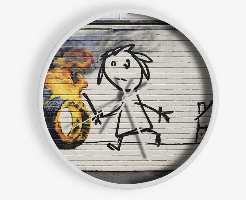 Fire tyre Clock - Wallart-Direct UK